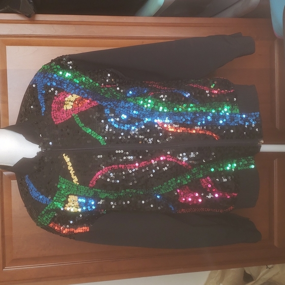 Vintage RegencyCollection for Joyce sz 12 Jacket Sequins Zipper Black Co… - Picture 2 of 12